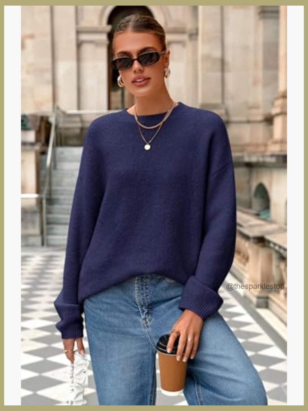 Oversized Chunky Knit Pullover Sweater Long Sleeve Crewneck - Picture 4 of 7